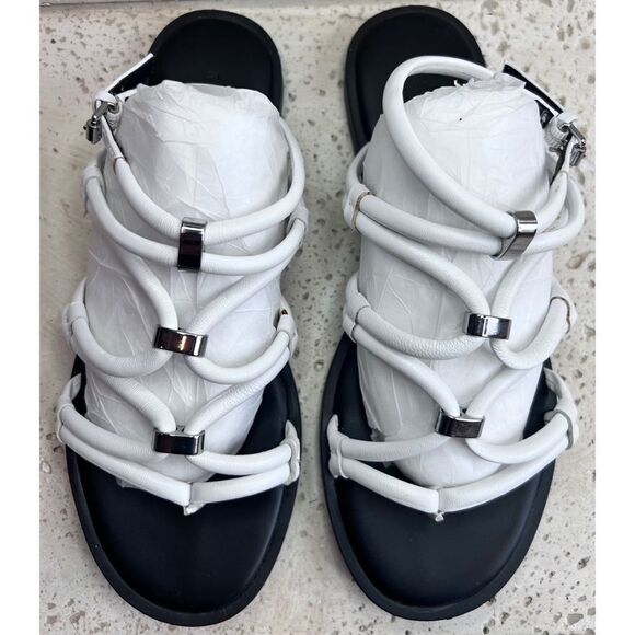 Rebecca Minkoff Sarle White Leather Strappy Sandals Flats Size 7 - Picture 4 of 15